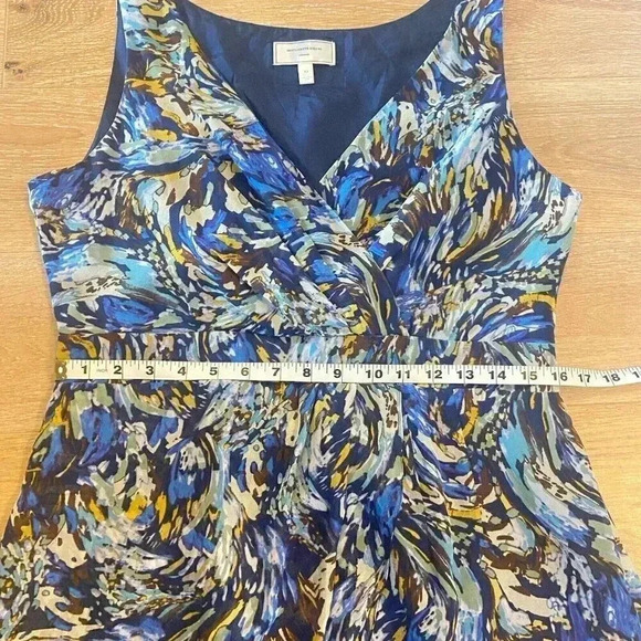 Anthro Moulinette Soeurs Oak Apple 100% Silk Dress Size 12 Blue - Picture 11 of 15